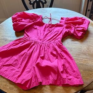 Anthropologie Pink Puff Sleeve Dress